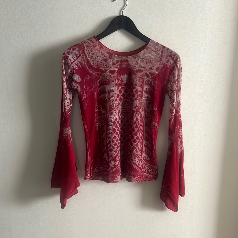 Vivienne Tam Red Asymmetrical Fitted Blouse